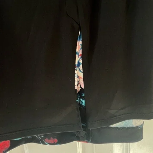 Betsey Johnson Sz 6 Black Floral Midi Bodycon Career Dress Office Siren Party - Picture 7 of 14